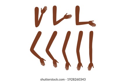 African American Girl Arms in Various Poses Set, Female Person Character Creation Details Cartoon Vector Illustration