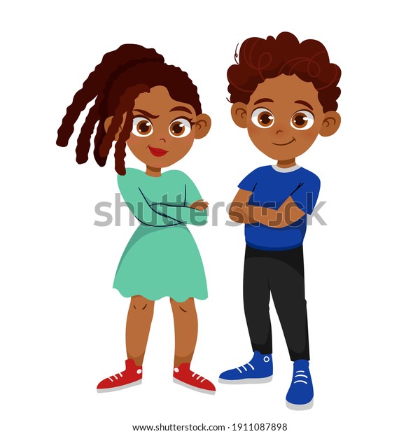 African American Girl Boy Cartoon Character Stock Vector (Royalty Free ...