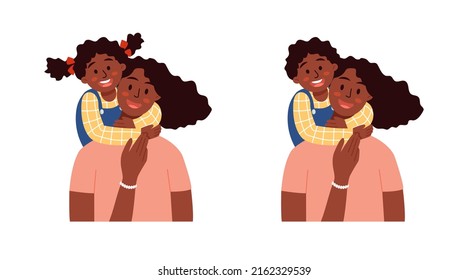 African American girl and boy hugging their smiling mom from behind