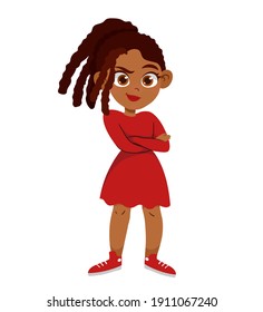 African American girl. Cartoon character design.  Vector illustration isolated on white background