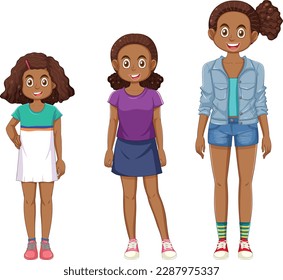 African American Girl at Different Ages illustration
