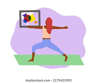 African American girl doing sports at home. Fitness and workout at home.