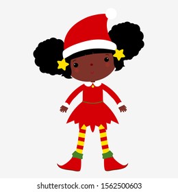 African american girl elf santa helper.