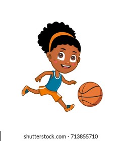 African American Girl Playing Basketball