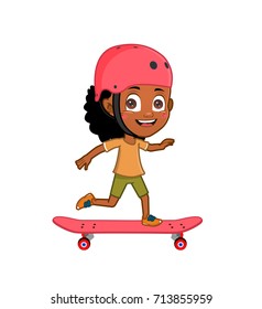 African american girl skateboarding