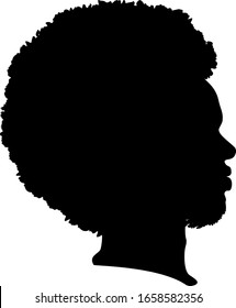 African American Guy, Silhouette Profile in Black.