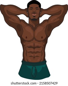 African American Gym Trainer Flexing