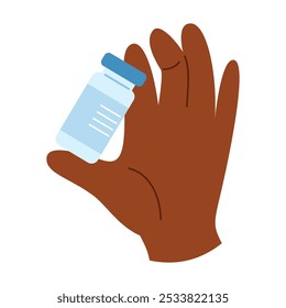 African american hand holding ampoule for injection. Medical health care theme
