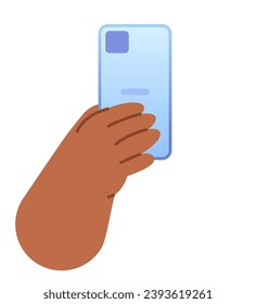 African American hand using phone. Simple flat vector element