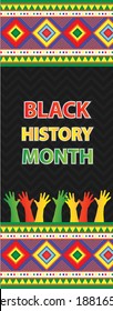 African American History. Celebrated annual. In February in United States and Canada. In October in Great Britain. Poster, card, banner, background. Vector illustration