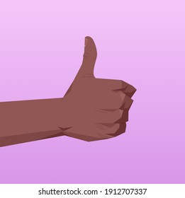 african american human hand showing thumbs up gesture communication language gesturing concept vector illustration