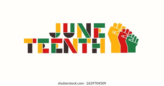 African American juneteenth freedom day poster. Abstract background for social media posts. Geometric juneteenth background with human hands, vector illustration