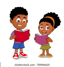 African American kids reading