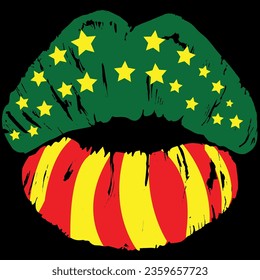 Diseño de camisetas decimoctavo en los labios afroamericanos