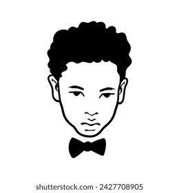 African American little boy, face vector logo