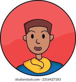 African American male avatar. A hand drawn design.