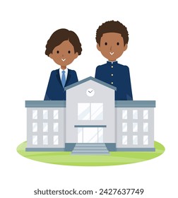african american male and female students. Vector art that is easy to edit.