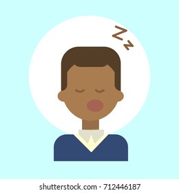 African American Male Sleeping Emotion Profile Icon, Man Cartoon Portrait Happy Smiling Face Vector Illustration
