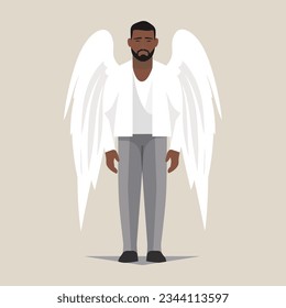 african american man angel vector flat isolated