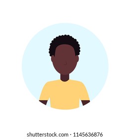 african american man avatar isolated faceless male cartoon character portrait flat vector illustration