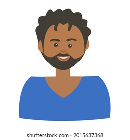 African american man with beard avatar icon Flat vector illustration on white background