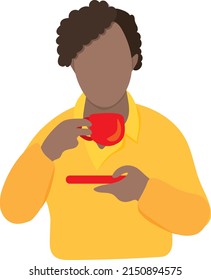 Hombre afroamericano niño afroamericano bebe té de café del vector de la copa Ilustración matutina 