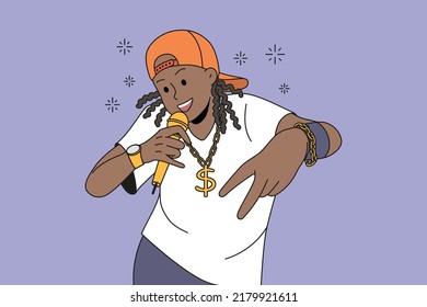 Hip Hop Singer or Rapper singing vector illustration, hip hop rap