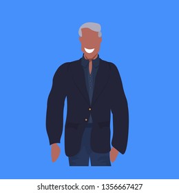 african american man in casual clothes standing pose happy guy male cartoon character portrait flat blue background