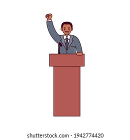 African American man giving a speech - Vector