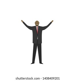 African american man with hands up. Success concept, Businessman Vector illustration