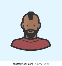 African American man in mohawk and beard