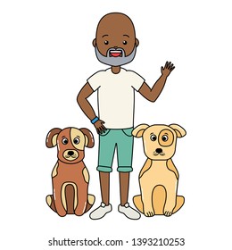 african american man and pets