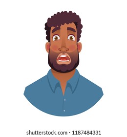 African american man. Portrait of african man vector illustrations. Black man's emotional face.
