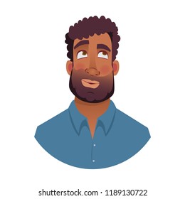 African american man. Portrait of african man vector illustrations. Black man's emotional face.