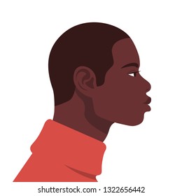 An African American man. Profile. Portrait of a guy. Avatar. Vector flat Illustration