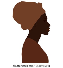 African American Man Side View Portrait In Turban Vector Art Illustration Isolated