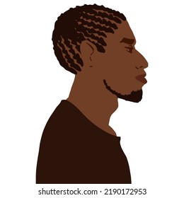 African American Man Side View Portrait With Short Braids Hairstyle Vector Art Illustration Isolated