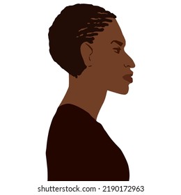 African American Man Side View Portrait With Short Braids Hairstyle Vector Art Illustration Isolated