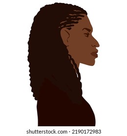 African american man side view portrait with braids hairstyle vector art illustration isolated