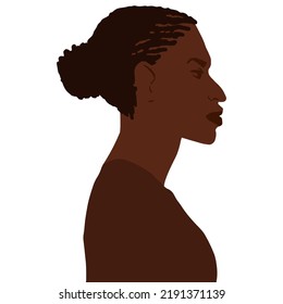 African american man side view portrait with braids in bun hairstyle vector art illustration isolated