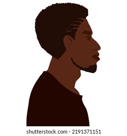 African american man side view portrait with quiff hairstyle vector art illustration isolated