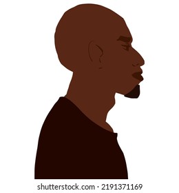 African american man side view portrait with bald head vector art illustration isolated