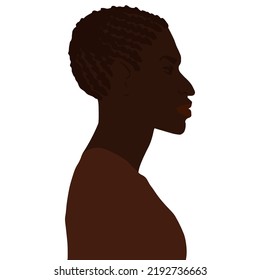 African American Man Side View Portrait With Short Braids Hairstyle Vector Art Illustration Isolated