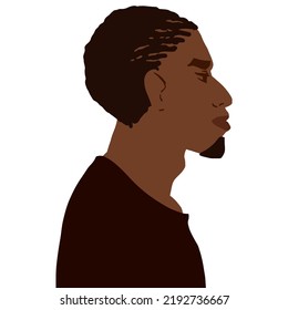 African American Man Side View Portrait With Short Braids Hairstyle Vector Art Illustration Isolated