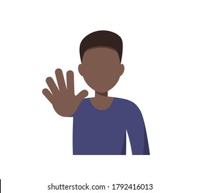 African american man with stop hand gesture. Deny concept. Vector illustration in flat style isolated on white background