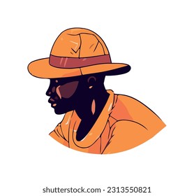 african american man with straw hat icon isolated