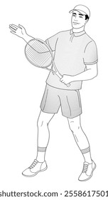 African American man in tennis uniform with tennis racket