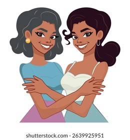 African American Mother and Daughter Embracing