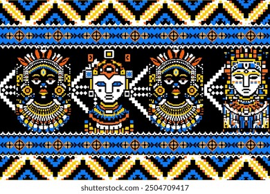 African American Peasants - Detailed Vector Illustration for Fabric Printing Design