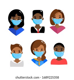 African american people with masks to protect from coronavirus